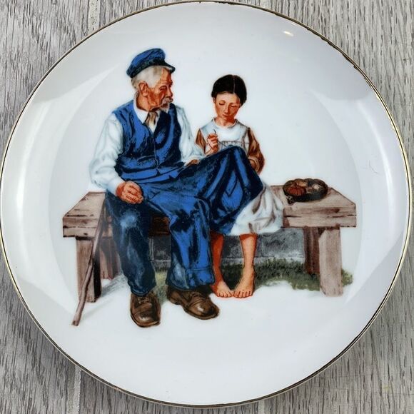 Vtg "Bedtime" & "Lighthouse Keeper's Daughter" Norman Rockwell inspired plates - Picture 6 of 9